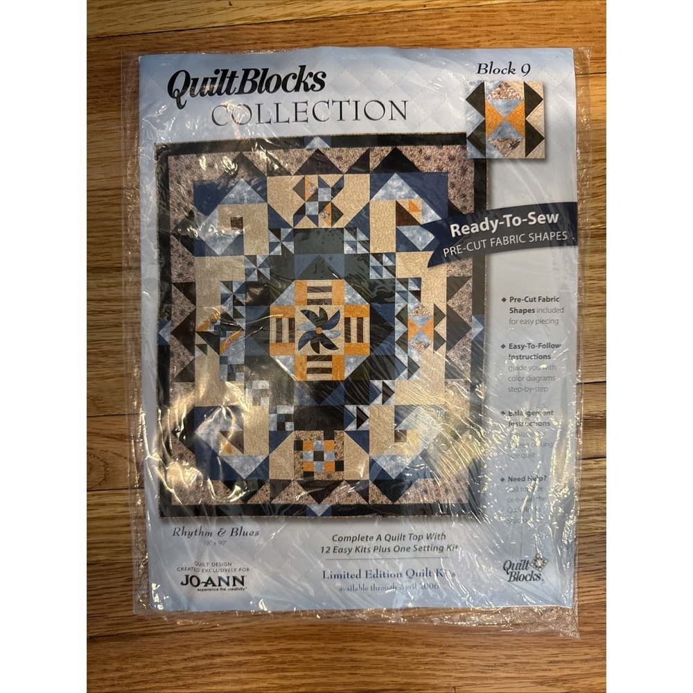 JoAnn "Rhythm &  Blues" Quilt Block Of The Month Block 9-New Sealed-Discontinued